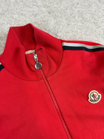 Moncler Striped Zip Up Track Jacket Red