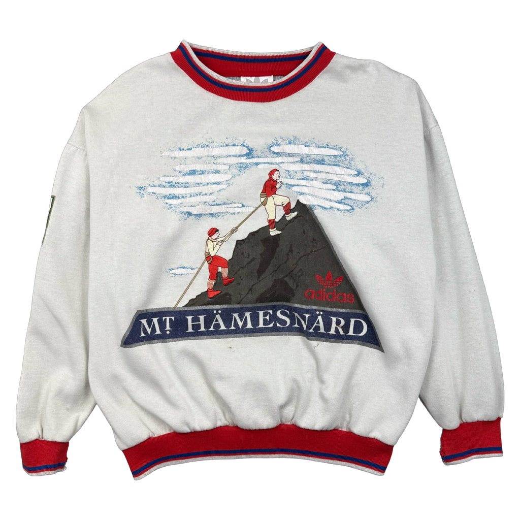 Vintage 1980s Adidas Mt. Hämnesnärd Patrol Sweatshirt White