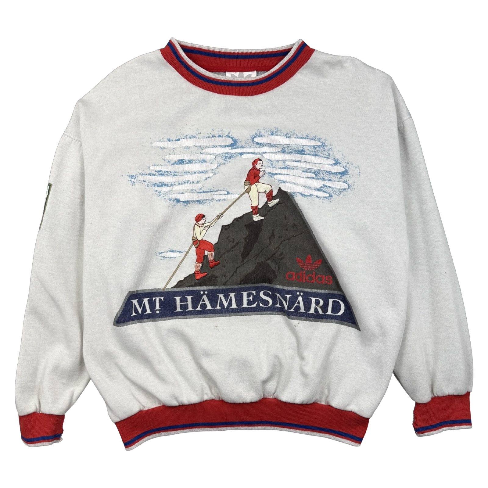 Vintage 1980s Adidas Mt. Hämnesnärd Patrol Sweatshirt White