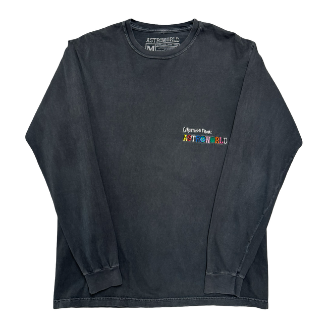 Travis Scott Astroworld Wish You Were Here Faded L/S Tee Black (USED)