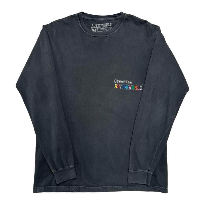 Travis Scott Astroworld Wish You Were Here Faded L/S Tee Black (USED) | Vitnage Clothing Store Canada