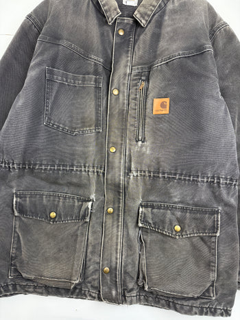 Vintage 2000s Carhartt Chore Work Coat Washed Black