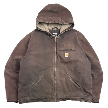 Carhartt Sherpa Lined Hooded Work Jacket Brown
