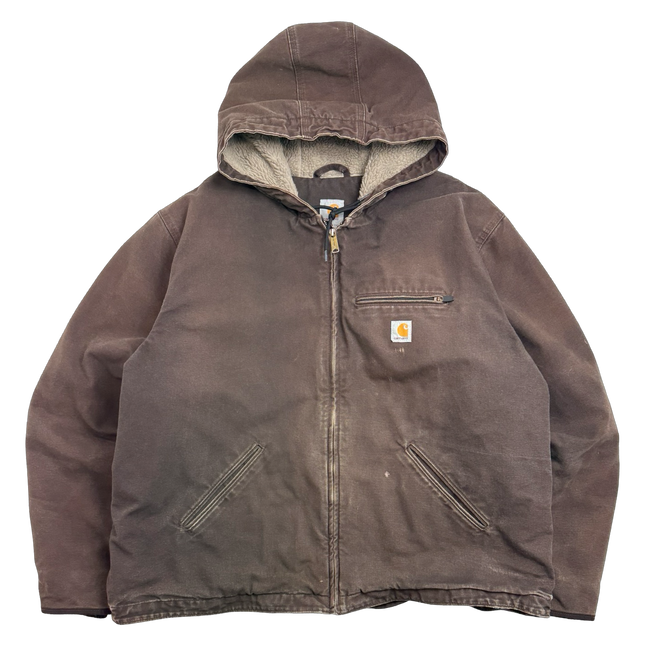 Carhartt Sherpa Lined Hooded Work Jacket Brown