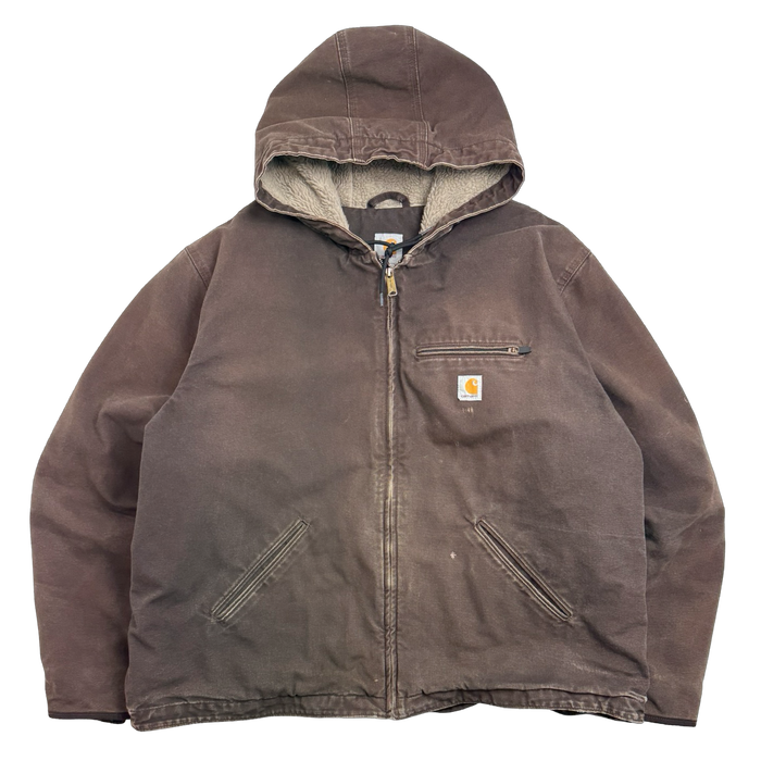 Carhartt Sherpa Lined Hooded Work Jacket Brown | Vitnage Clothing Store Canada