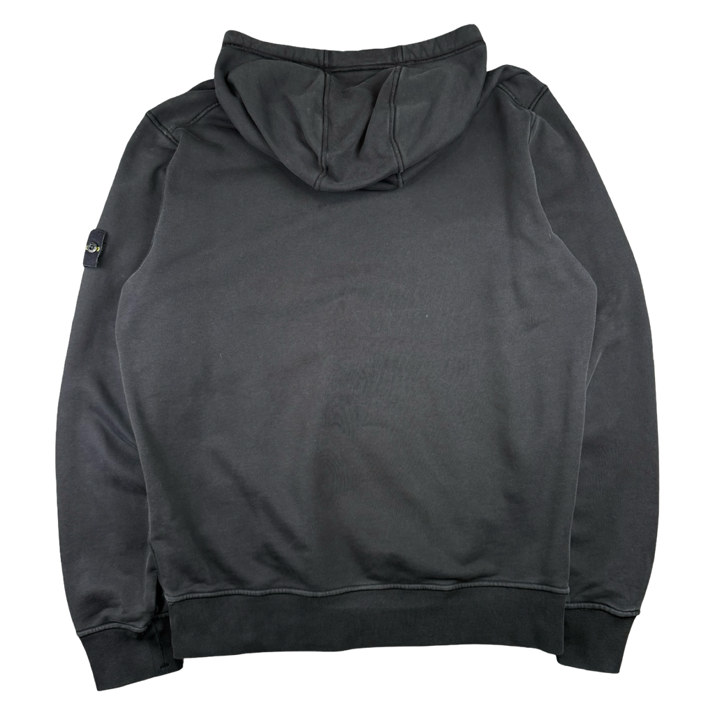Stone Island Logo Appliqued Garment Dyed Hoodie Black (USED)
