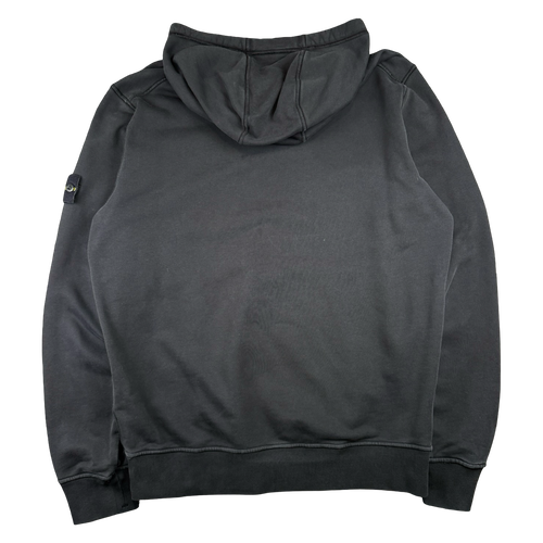 Stone Island Logo Appliqued Garment Dyed Hoodie Black (USED)