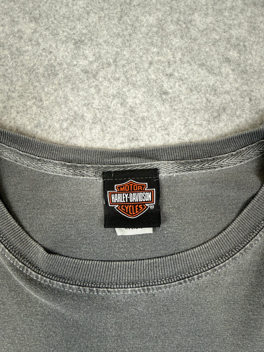 Vintage Harley Davidson Finish Flag Flame Tee Dark Grey | Vitnage Clothing Store Canada
