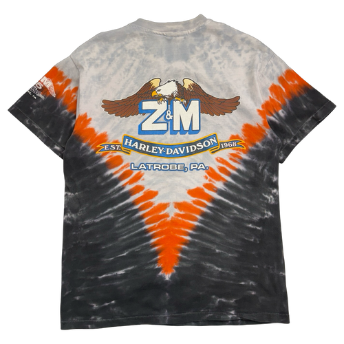 Vintage 1990's Harley Davidson Latrobe Tee Tie Dye Orange | Vintage Clothing Store Canada