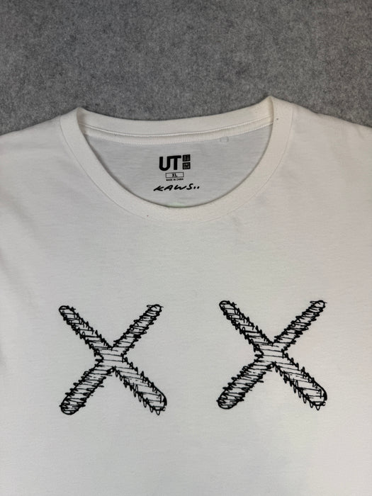 KAWS x Uniqlo Green Skeleton Tee White (USED) | Vitnage Clothing Store Canada