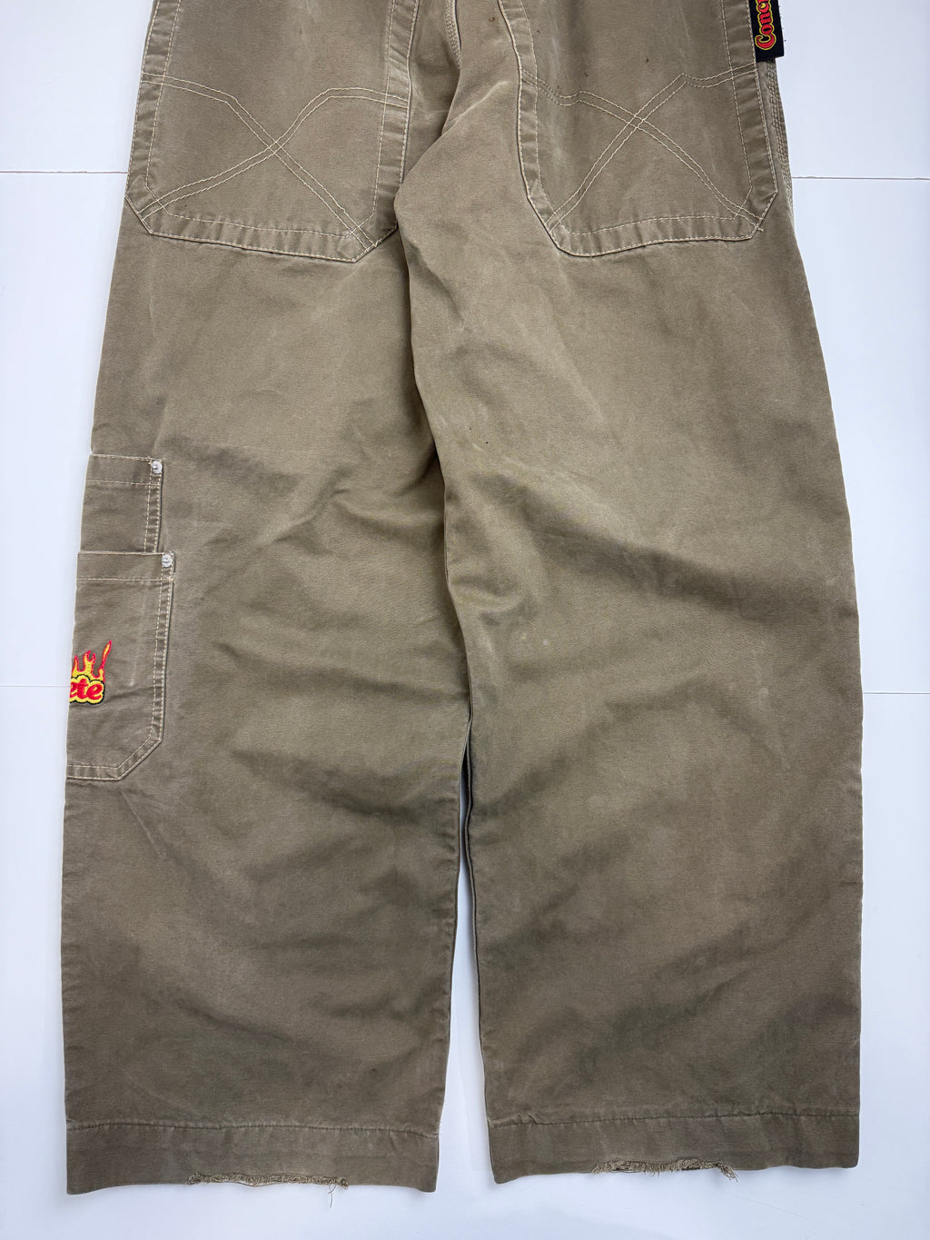 Concrete Side Pocket Embroidered Pants Olive