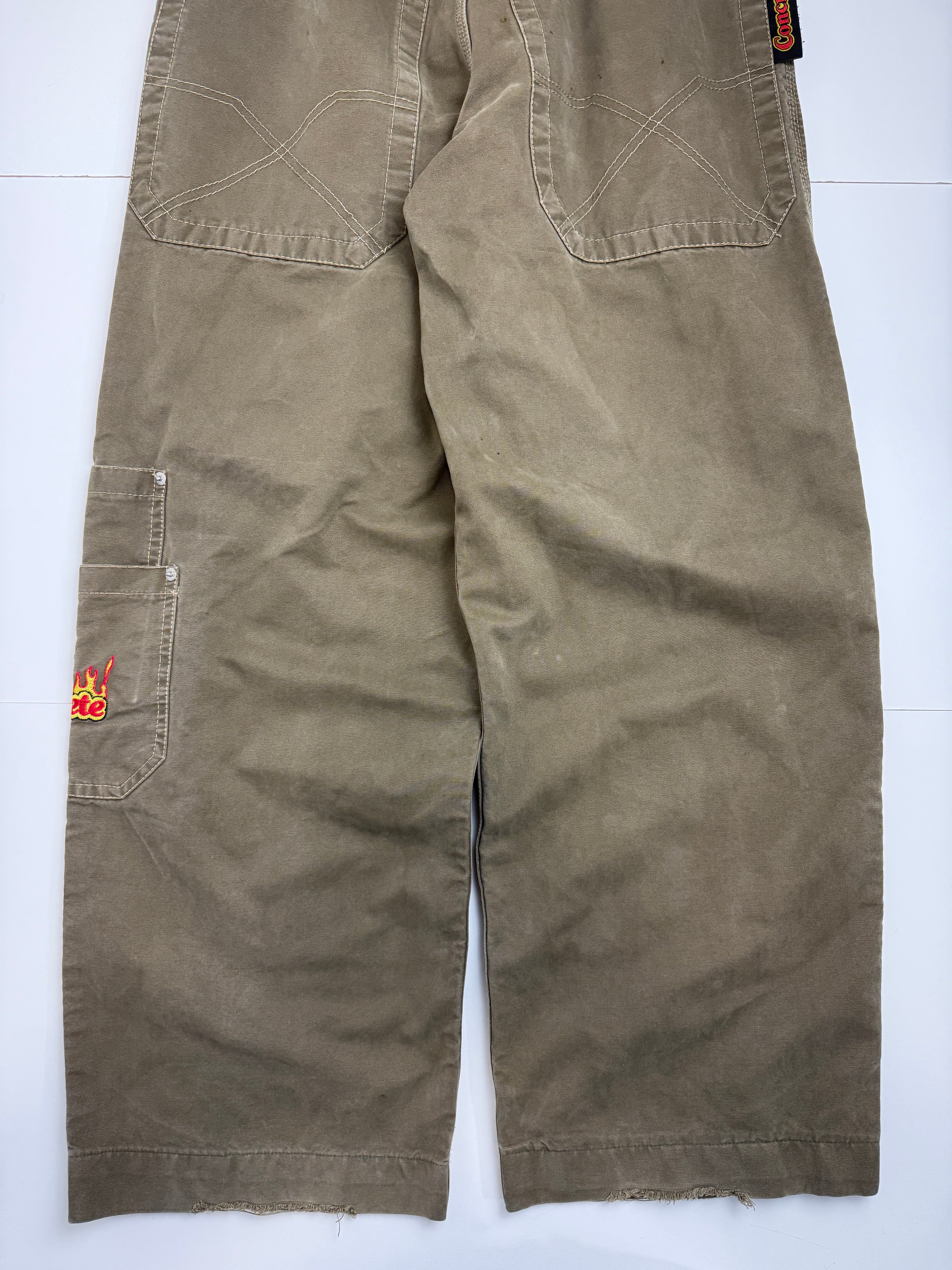 Concrete Side Pocket Embroidered Pants Olive