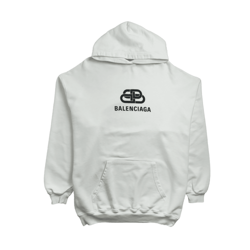 Balenciaga BB Fleece Hoodie White (USED) | Vintage Clothing Store Canada