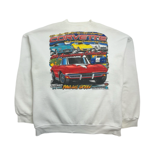 (XXL) Vintage National Corvette Museum Sweatshirt White | Vintage Clothing Store Canada