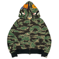 BAPE Shark Tiger Camo Full Zip Hoodie Green (USED)