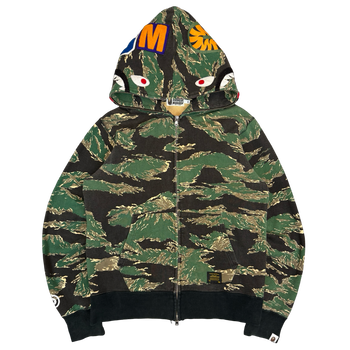 BAPE Shark Tiger Camo Full Zip Hoodie Green (USED)
