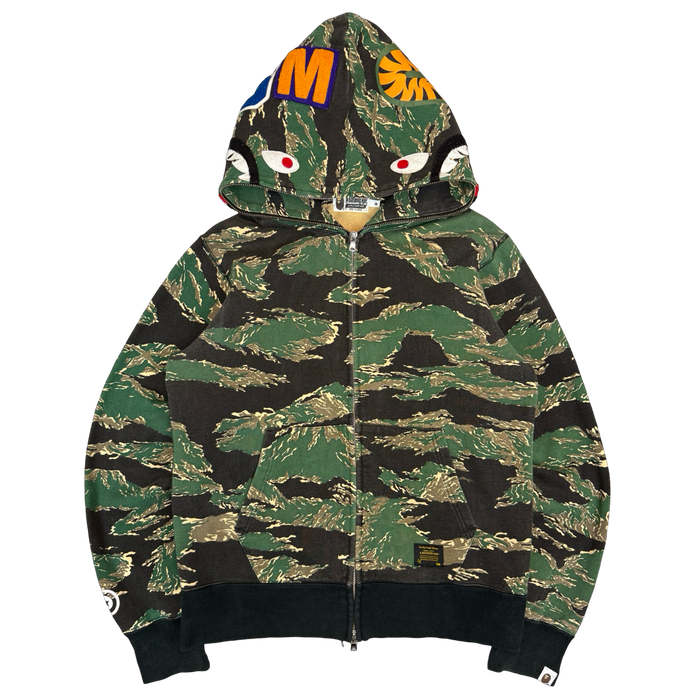 BAPE Shark Tiger Camo Full Zip Hoodie Green (USED) | Vitnage Clothing Store Canada