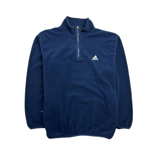 (M) Vintage Adidas Quarter Zip Fleece Navy | Vintage Clothing Store Canada