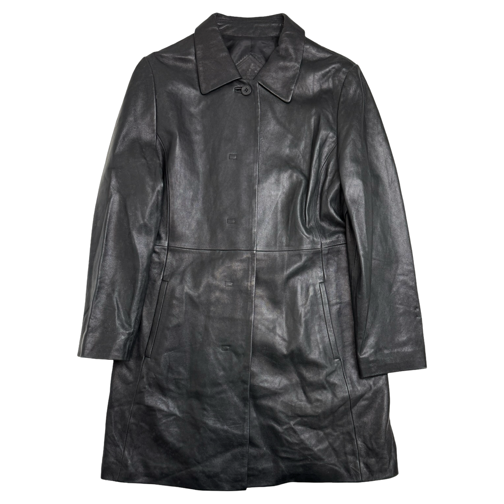 Vintage Balenciaga Paris Leather Trench Coat Black