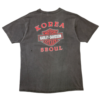 Vintage Harley Davidson Eagle Korea Seoul Tee Black