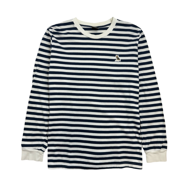 OVO Striped L/S Tee White/Navy (USED)