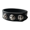 Chrome Hearts Black Leather Plus Ball Bracelet Adjustable