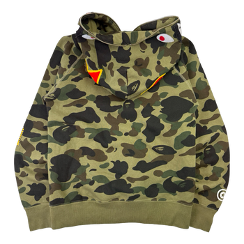 BAPE 1st Camo Ponr Shark Half Zip Up Hoodie Green (USED)