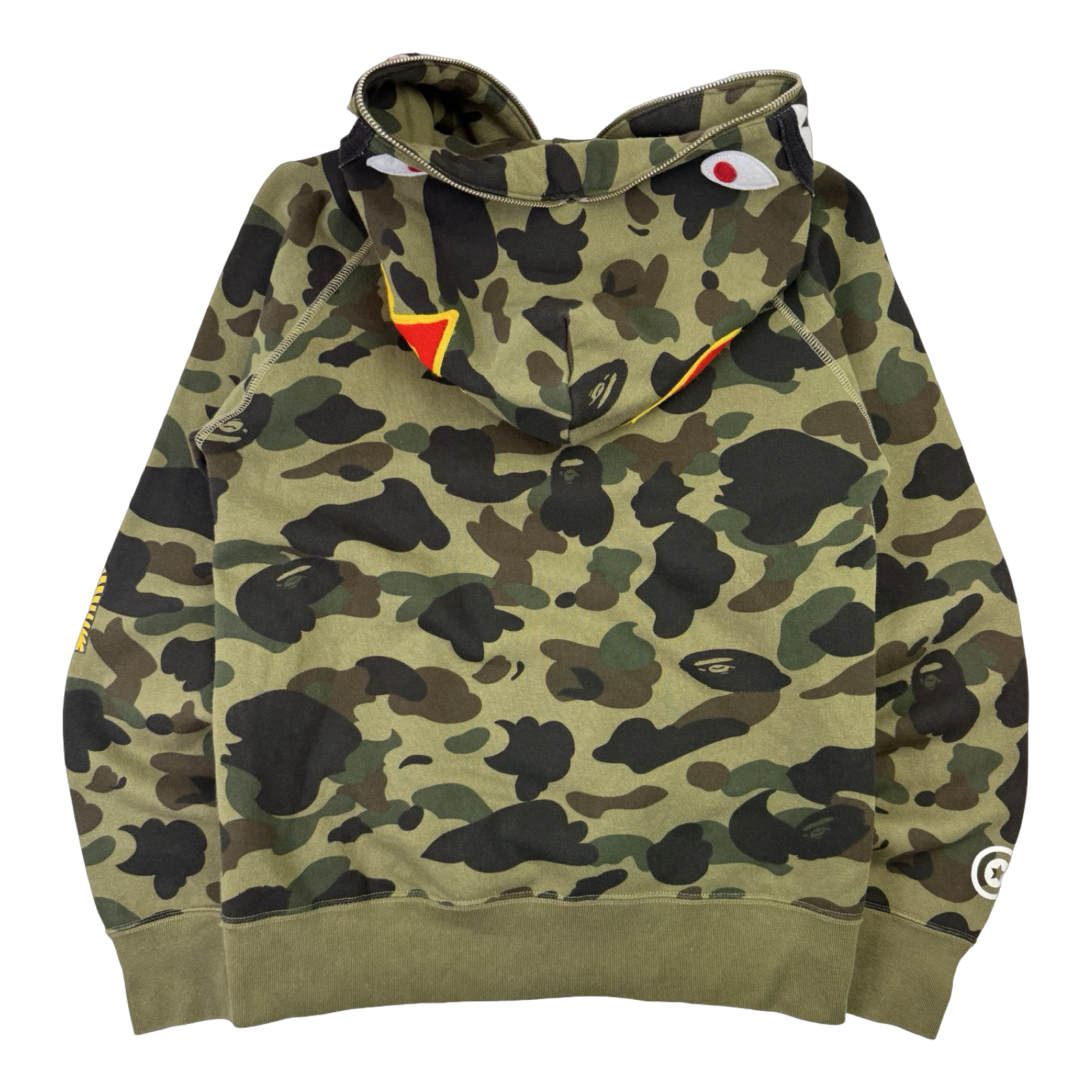 BAPE 1st Camo Ponr Shark Half Zip Up Hoodie Green (USED)