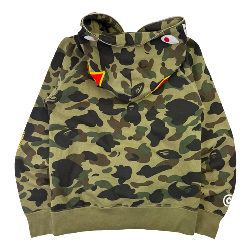 BAPE 1st Camo Ponr Shark Half Zip Up Hoodie Green (USED) | Vintage Clothing Store Canada