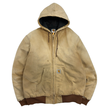 Vintage Carhartt Active Hooded Work Jacket Faded Tan