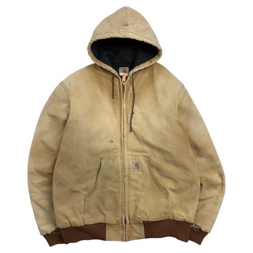 Vintage Carhartt Active Hooded Work Jacket Faded Tan | Vintage Clothing Store Canada