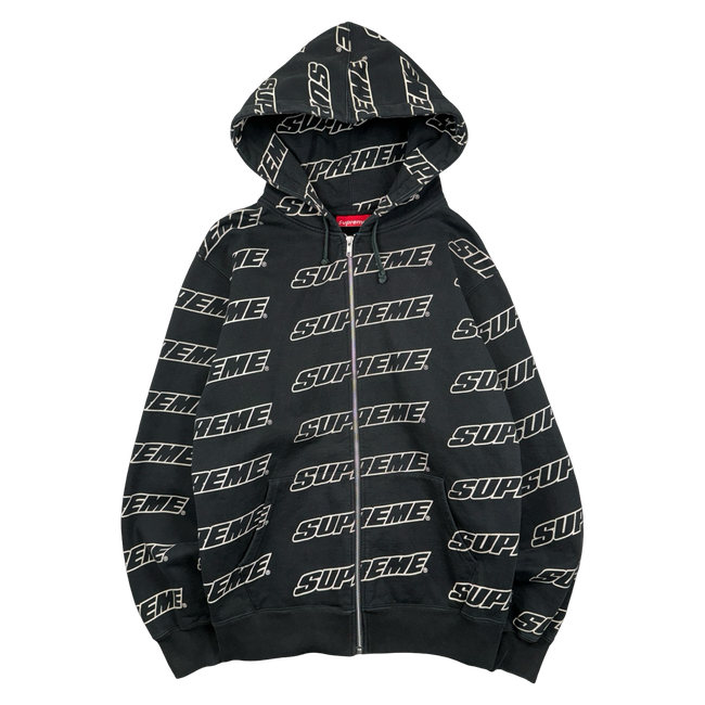 Supreme Repeat Zip Up Sweater Black (USED)