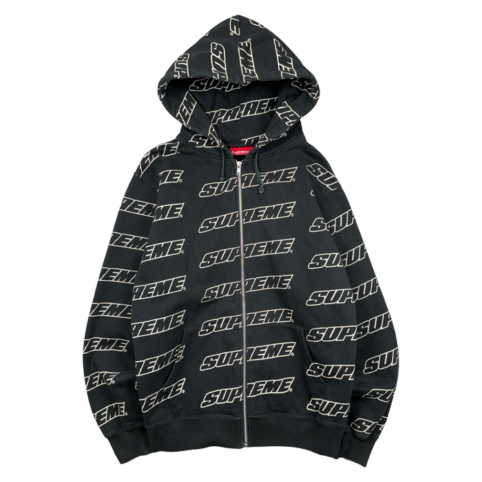 Supreme Repeat Zip Up Sweater Black (USED) | Vitnage Clothing Store Canada