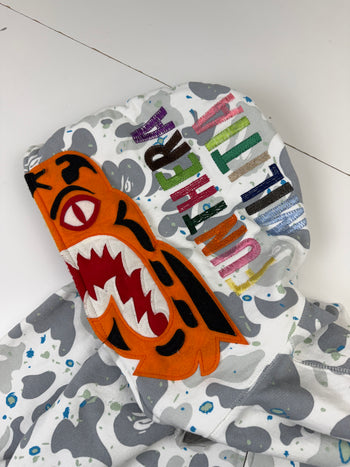 Bape Space Camo Tiger Full Zip Up Hoodie White