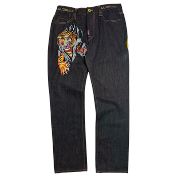 Christian Audigier Embroidered Tiger Pants