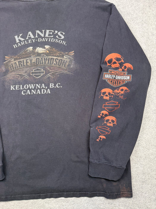 Vintage Harley Davidson Skull Sleeve L/S Tee Black | Vitnage Clothing Store Canada