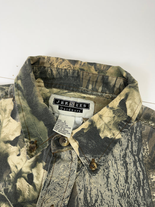 Vintage Jerzees Leaf Camo Button Up Overshirt | Vitnage Clothing Store Canada