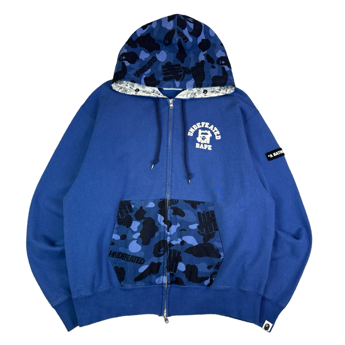 BAPE x Undefeated Camo Relaxed Zip Hoodie Navy (USED) | Vitnage Clothing Store Canada