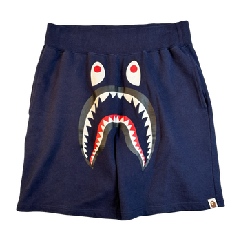 BAPE Shark Camo Pocket Sweatshorts Navy (USED)