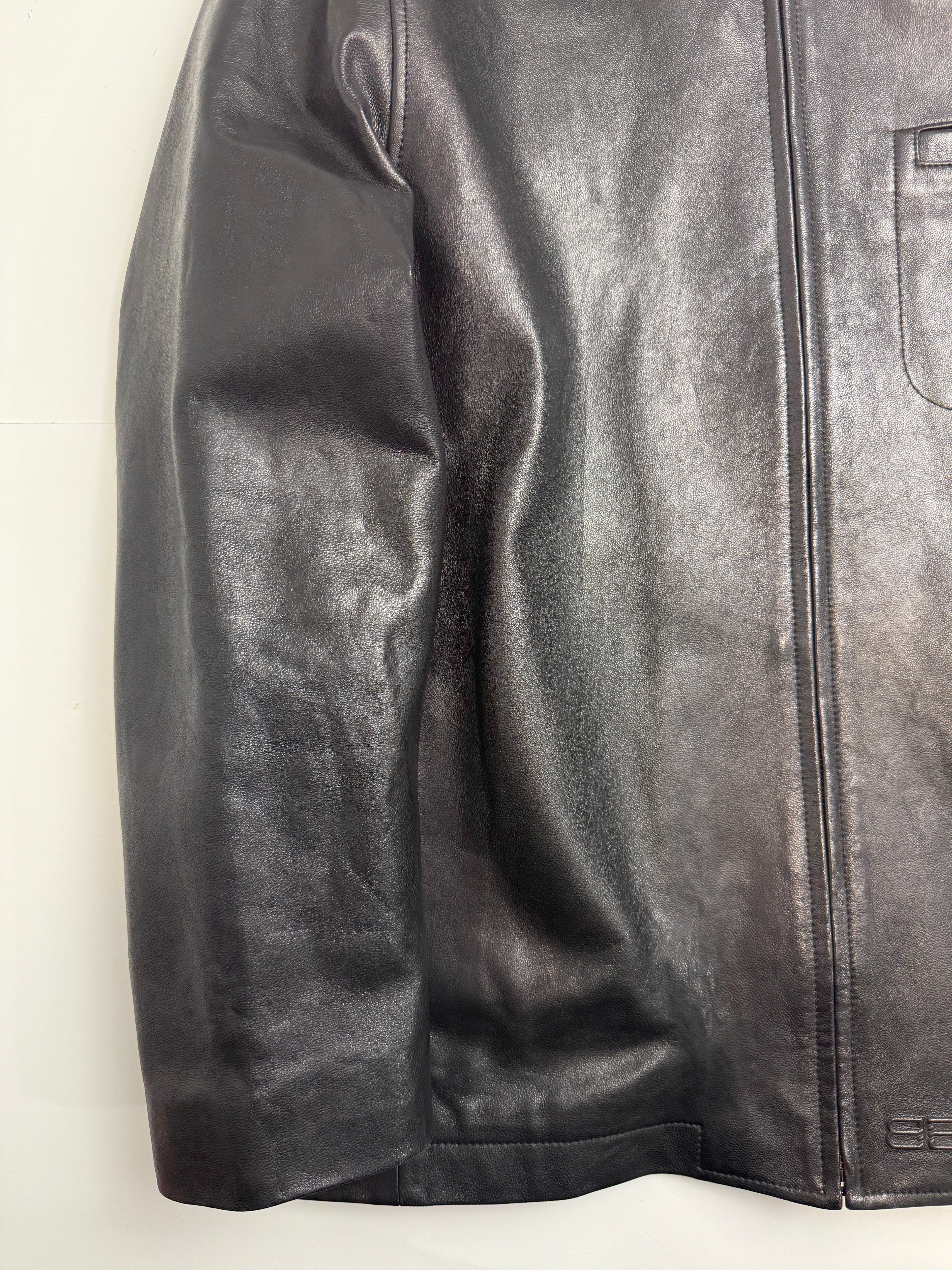 Vintage Balenciaga Chest Front Pocket Leather Jacket Black
