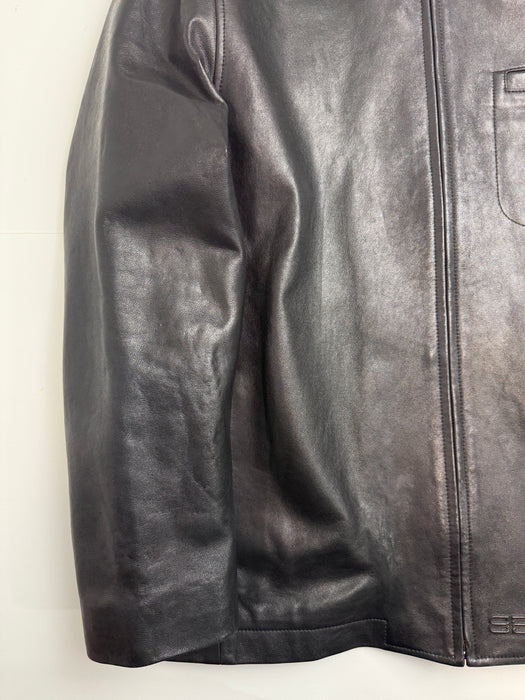 Vintage Balenciaga Chest Front Pocket Leather Jacket Black | Vitnage Clothing Store Canada