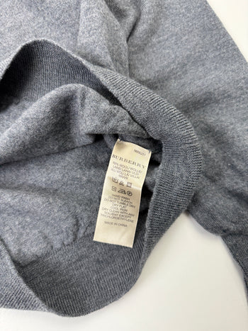 Vintage Burberry Embroidered Logo Wool Sweater Grey