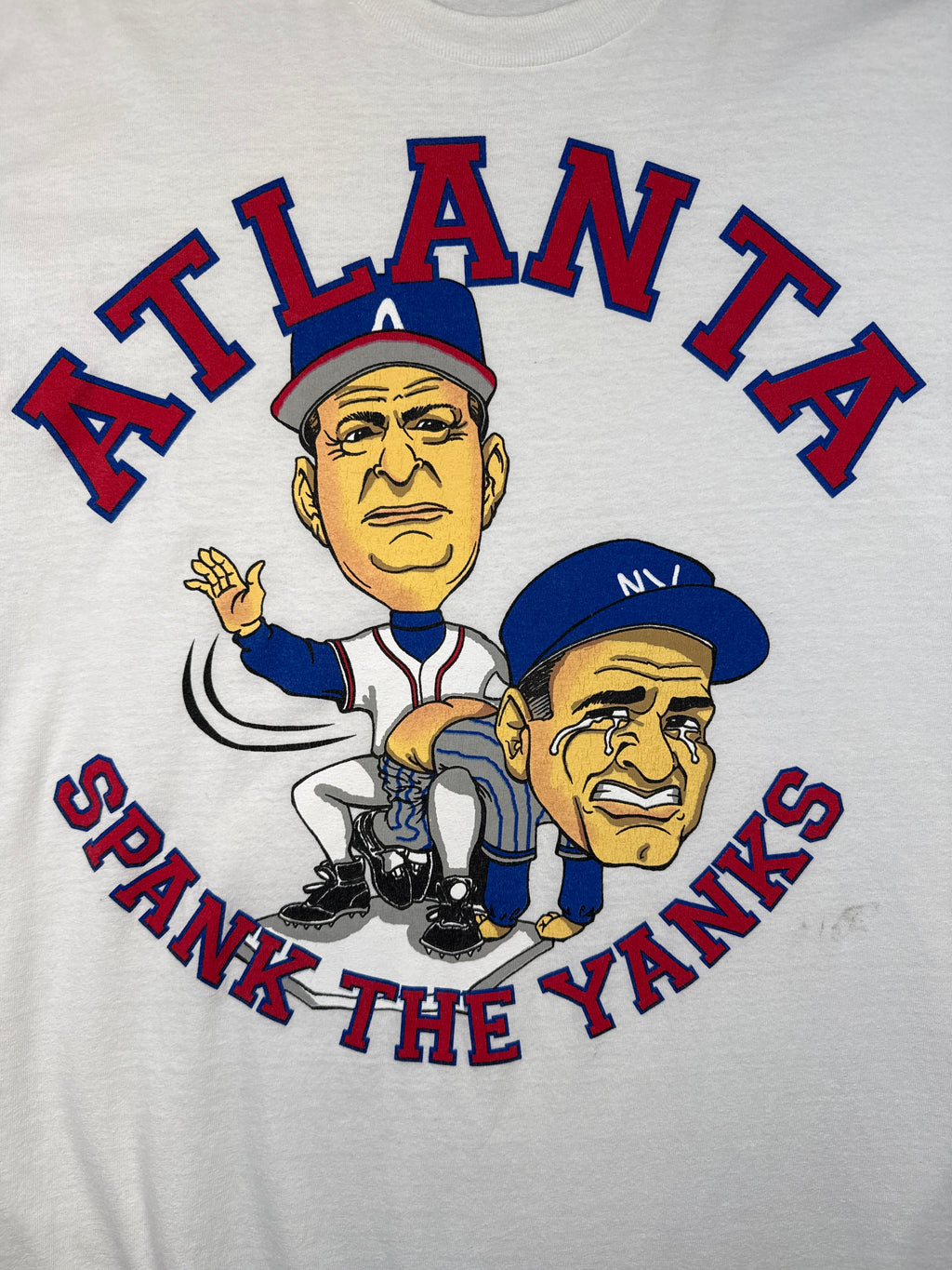 Vintage 90's Atlanta Braves Spank The Yanks Tee White