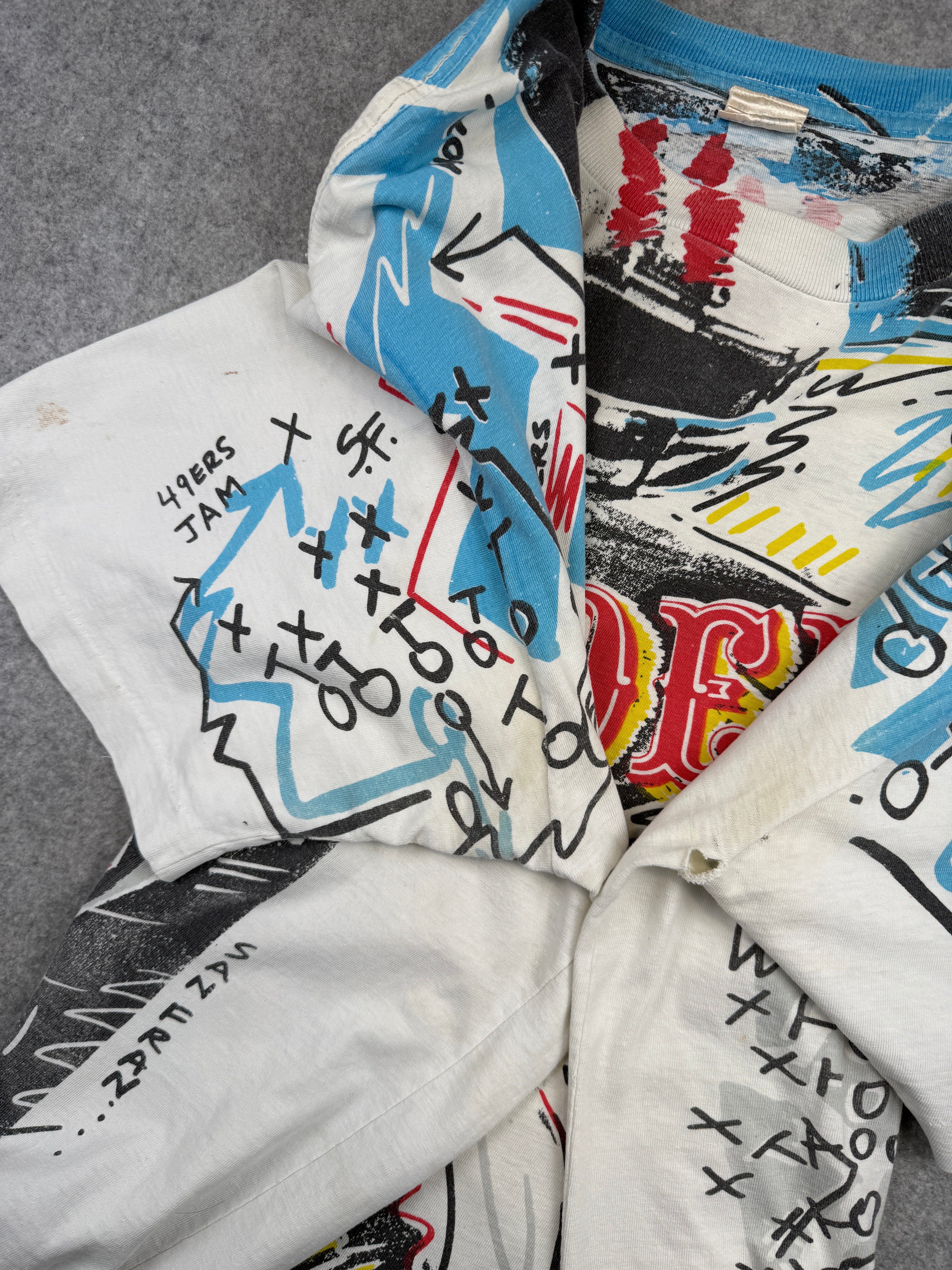 Vintage San Francisco 49ers Scribble AOP Tee White