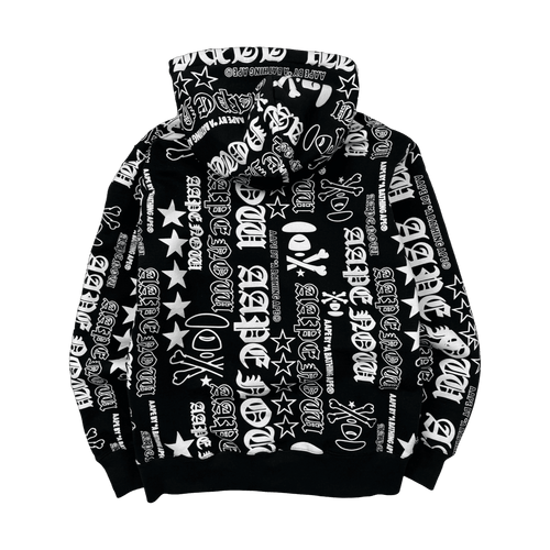 2014 AAPE Script All Over Hoodie Black (USED) | Vintage Clothing Store Canada