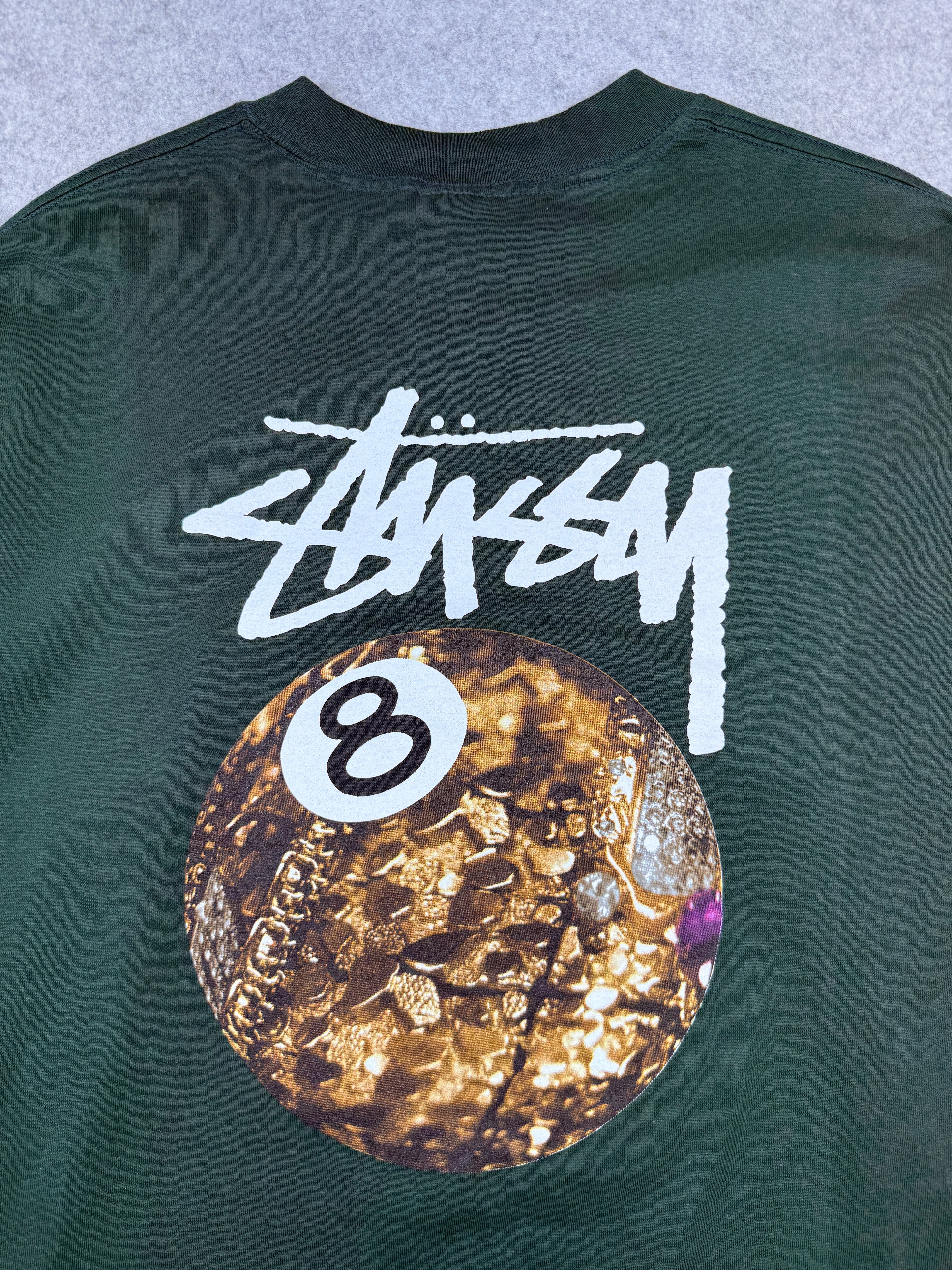 Vintage Stussy Golden 8 Ball L/S Tee Pine Green