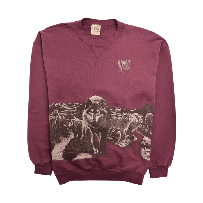 (L) Vintage Spirit Lake Wolf Sweatshirt Burgundy