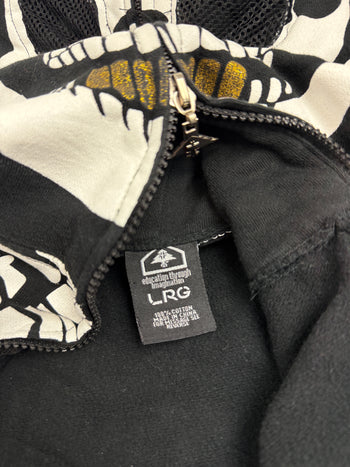2000s LRG Dead Serious Skeleton Full Zip Hoodie Black