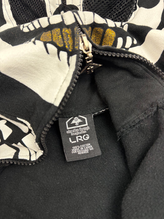 2000s LRG Dead Serious Skeleton Full Zip Hoodie Black | Vitnage Clothing Store Canada