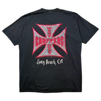 Vintage West Coast Choppers Pinstripe Cross Logo Tee Black/Red